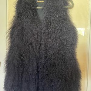 Denim blue fur vest DVF